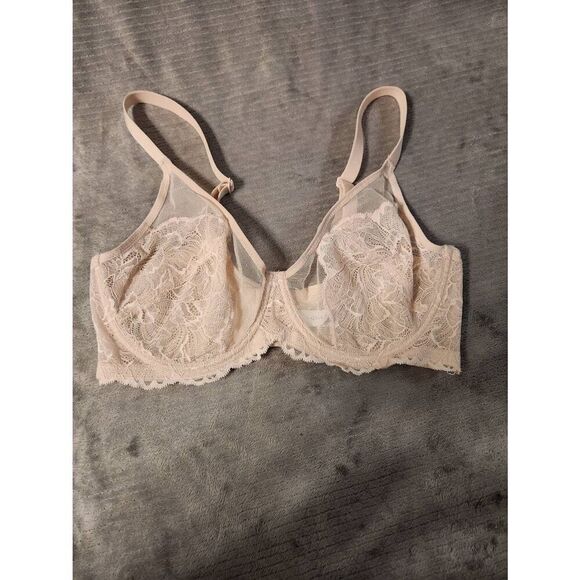 HSIA Size 34D Unlined Light Pink Floral Lace Bra - Picture 1 of 4